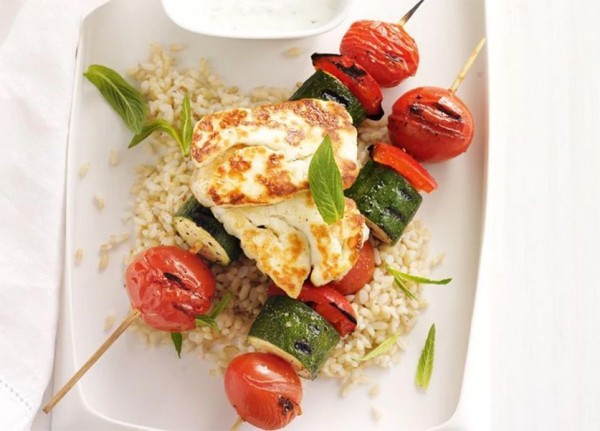 Vegetable Kebabs with Halloumi